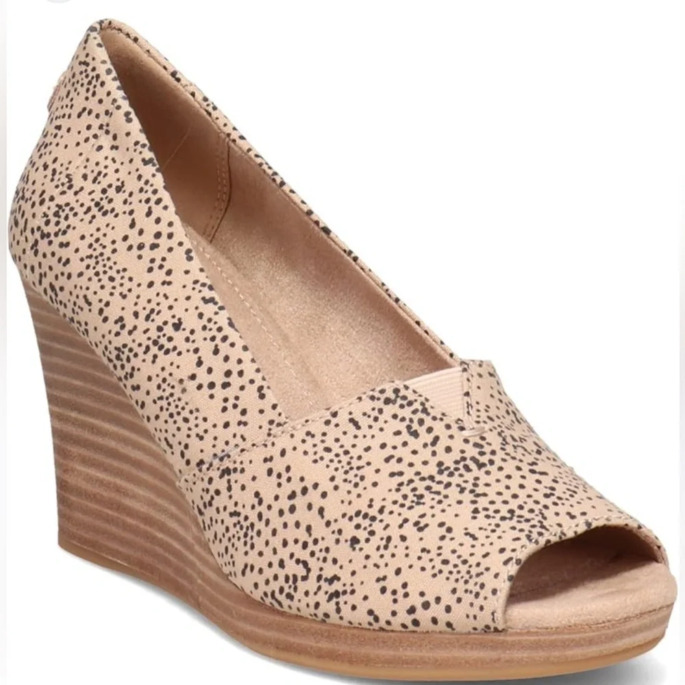 NEW TOMS Michelle Peep toe wedge heel sandals women size 8.5